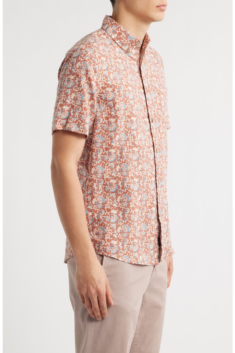 Breeze Short Sleeve Button-Down Shirt, Alternate, color, CLAY OCEANSIDE FLORAL