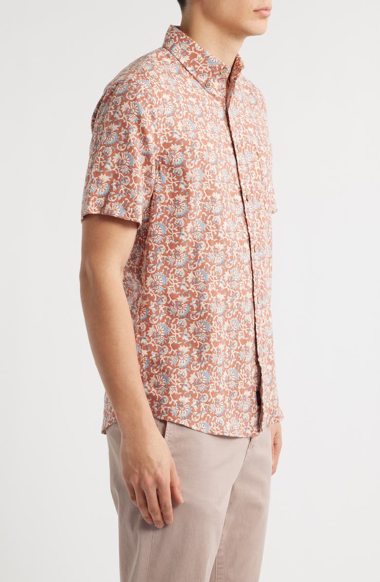 Faherty Breeze Short Sleeve Button-Down Shirt, Alternate, color, Clay Oceanside Floral