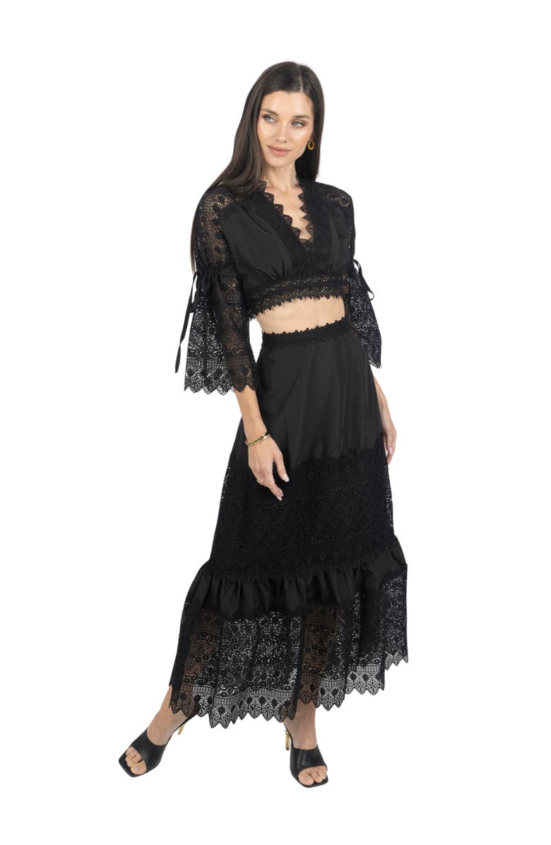 AKALIA Emily Guipure Lace Top & Maxi Skirt Set, Alternate, color, 