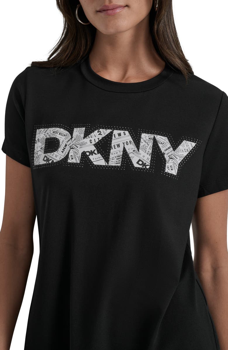 DKNY Newspaper Logo Graphic T-Shirt, Alternate, color, Black