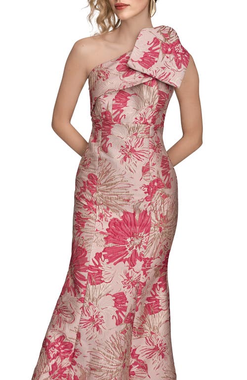 Donna Karan New York Metallic One-shoulder Jacquard Mermaid Gown In Multi