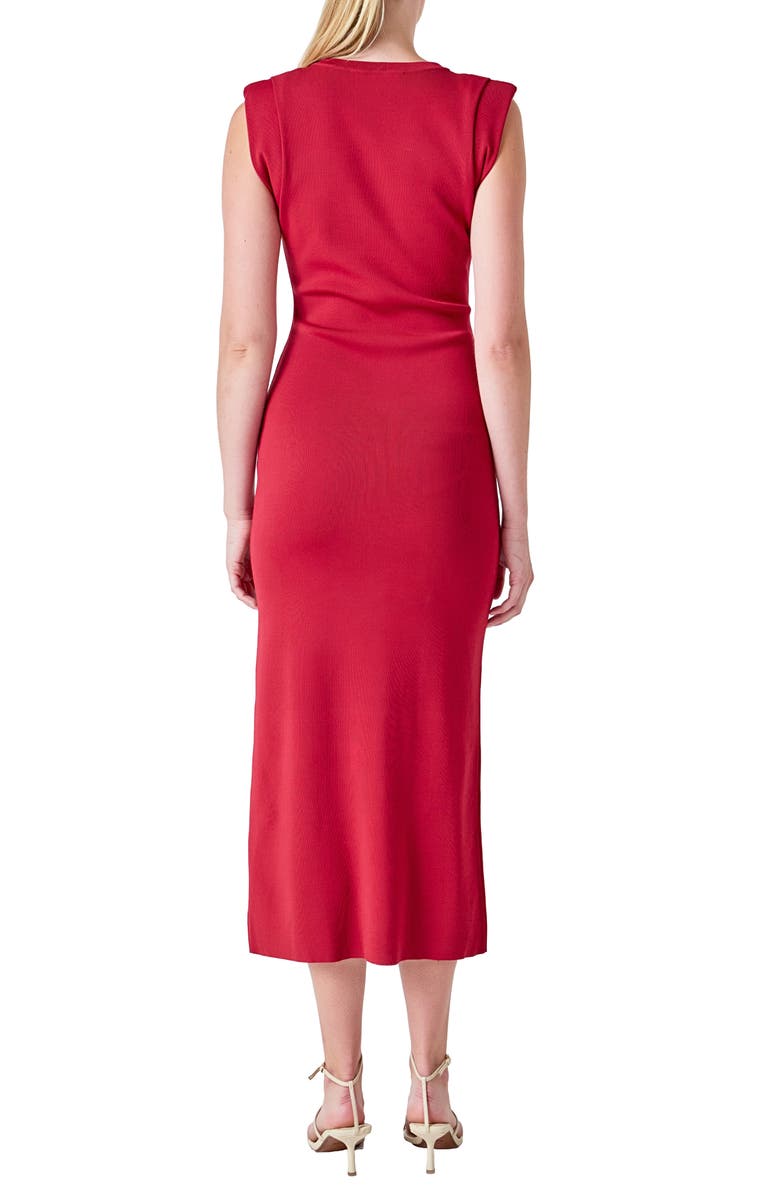 Endless Rose Pleated Shoulder Midi Sweater Dress, Alternate, color, Merlot