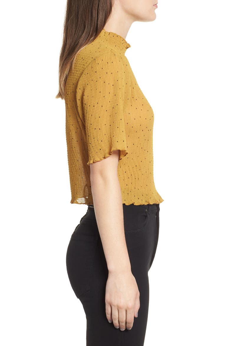 Crinkle Crop Top, Alternate, color, MUSTARD DOT