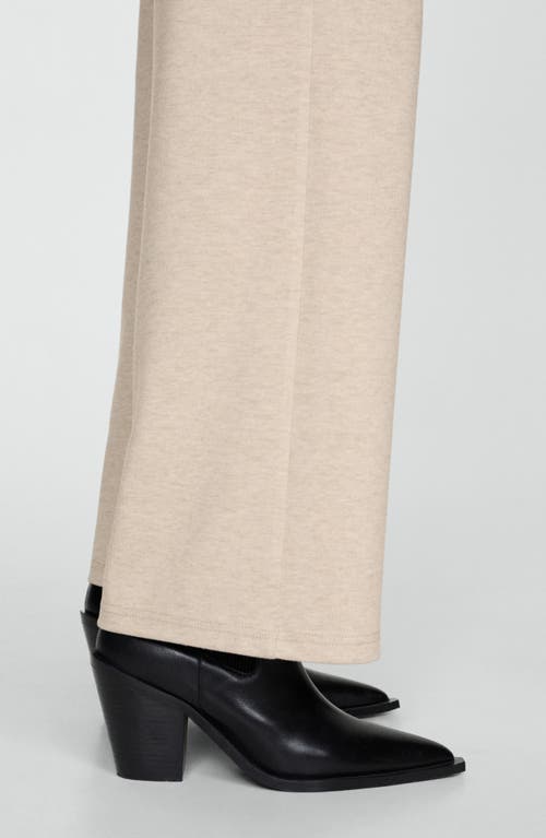 Shop Mango Pull-on Knit Wide Leg Pants In Beige