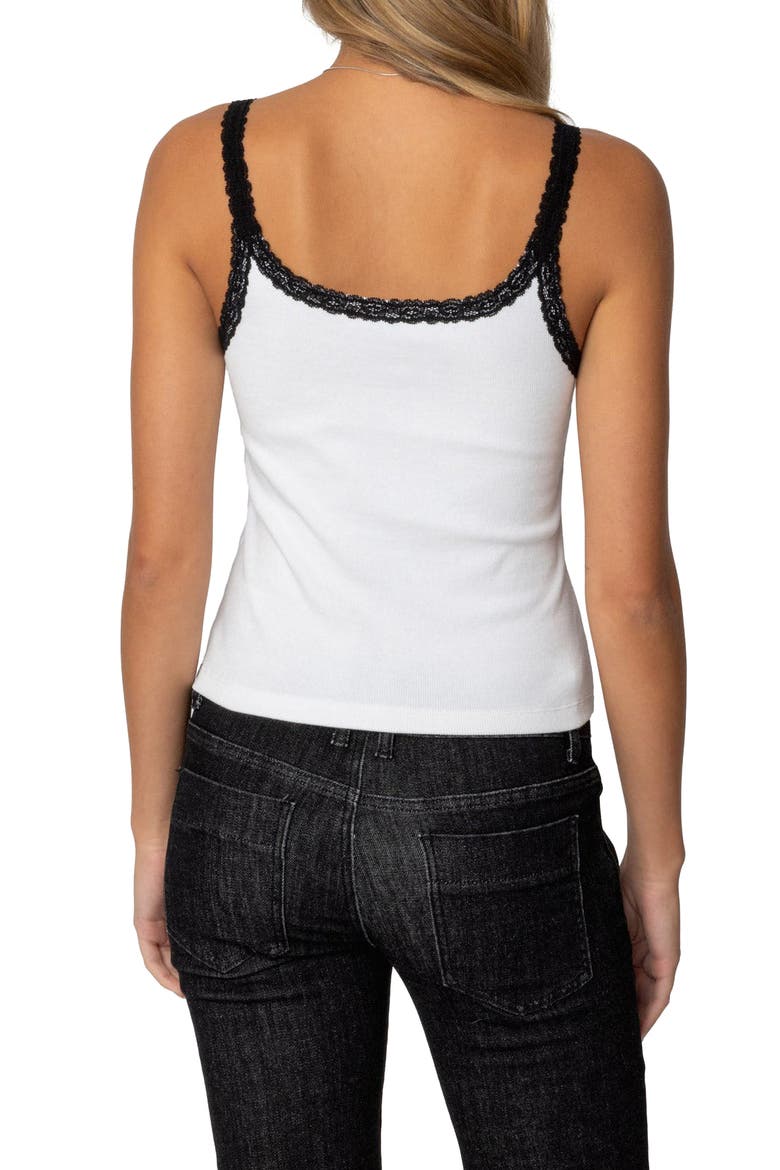 Jude Lace Trim Rib Tank, Alternate, color, WHITE