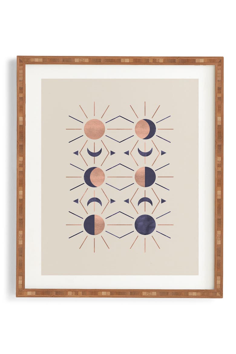 Moon & Sun Rose Gold Framed Wall Art, Main, color, BROWN
