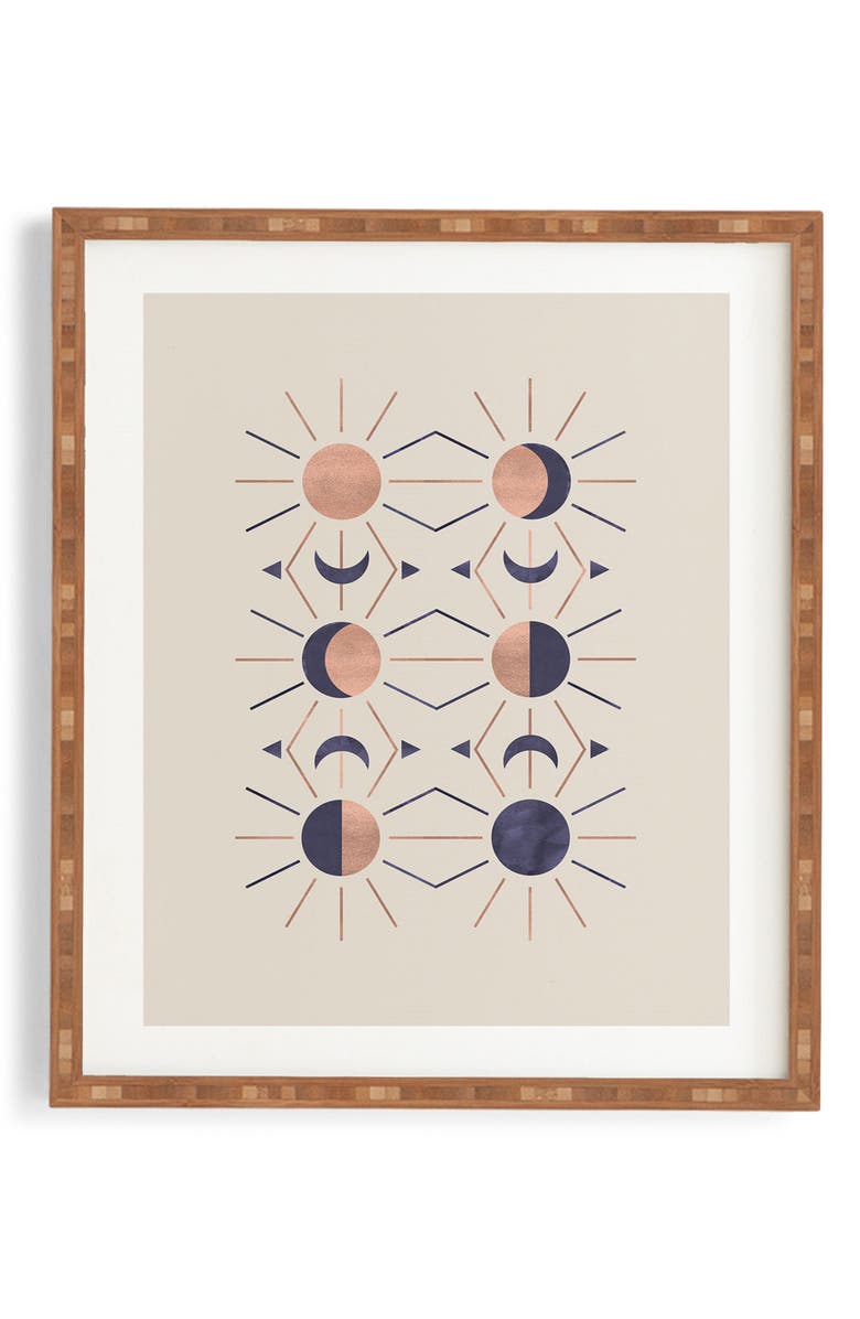 Deny Designs Moon & Sun Rose Gold Framed Wall Art, Main, color,