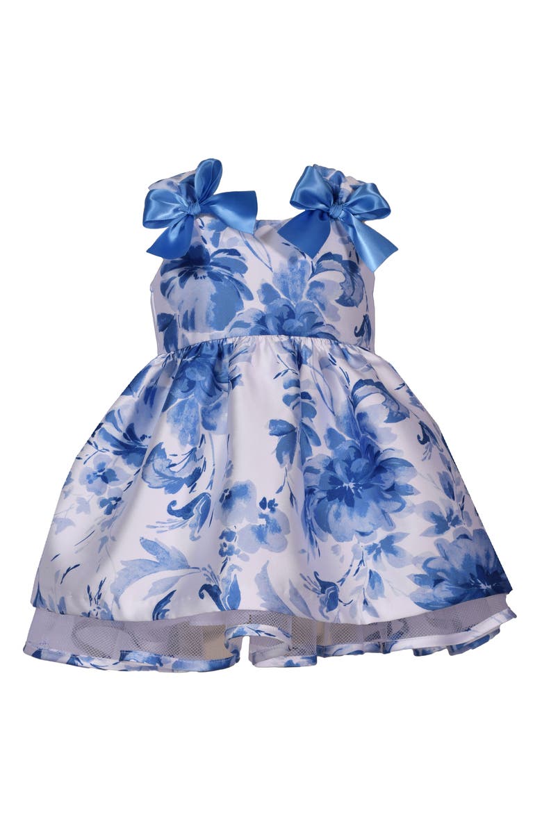 Iris & Ivy Wedgewood Floral Bow Accent Party Dress & Bloomers, Main, color,