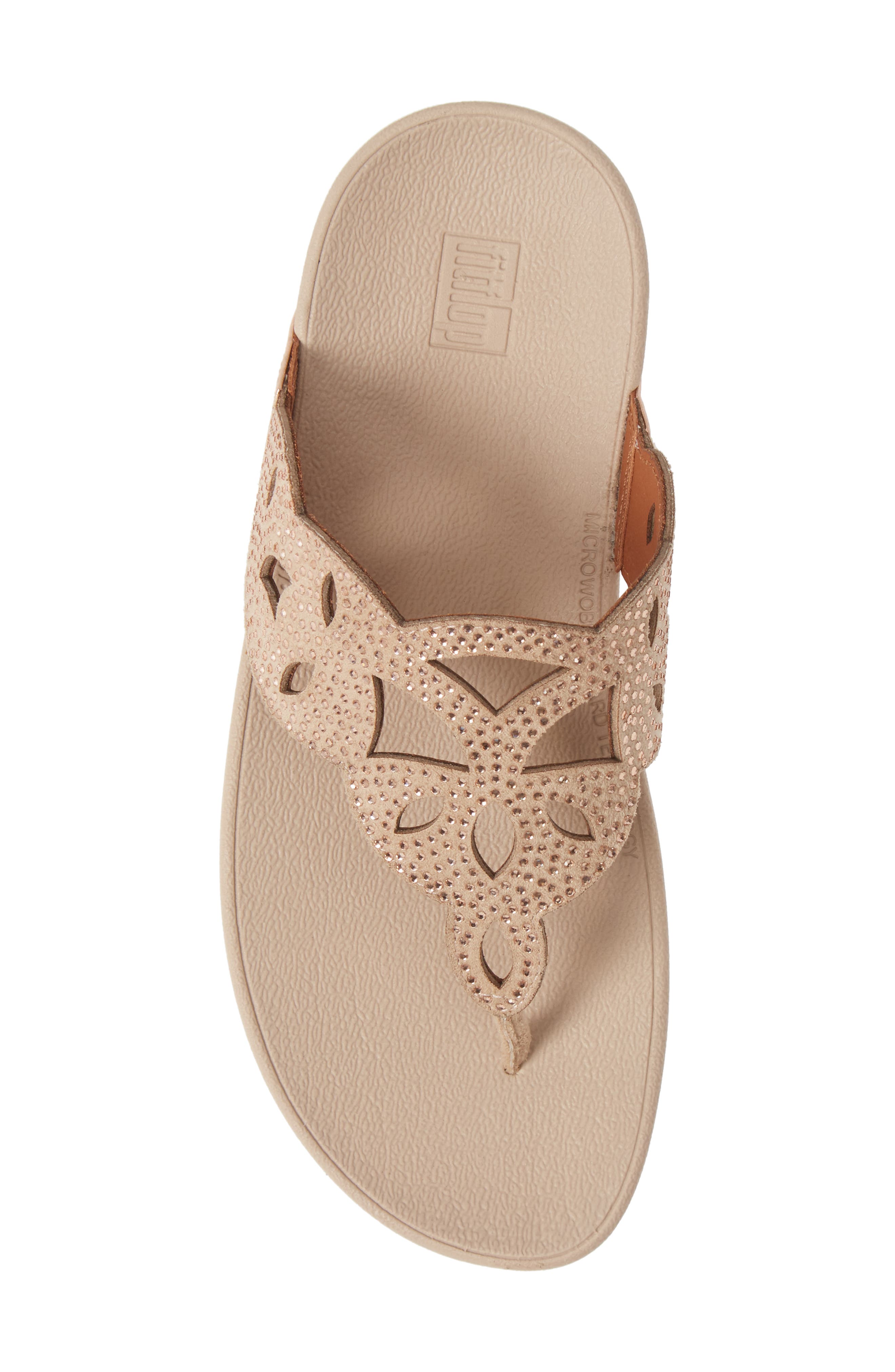 Elora Crystal Flip Flop, Alternate, color, ROSE GOLD LEATHER