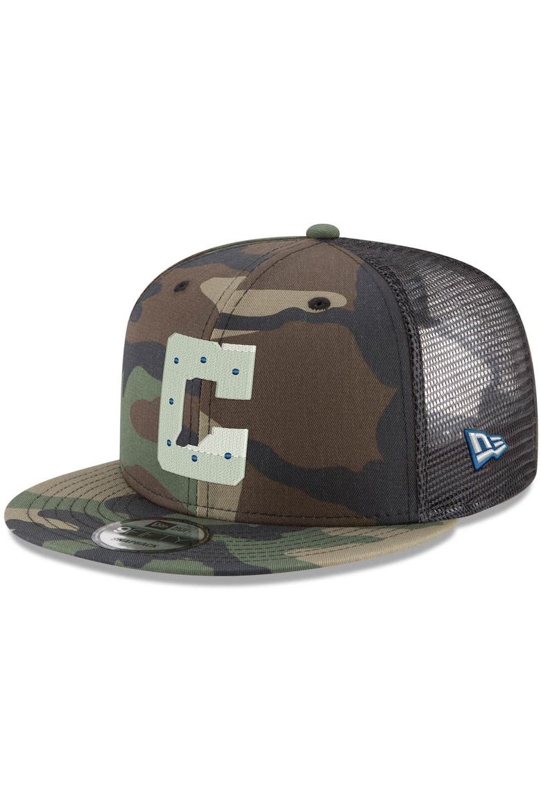 Men's New Era Indianapolis Colts NFL Woodland Camo 9FIFTY Snapback Adjustable Trucker Hat, Alternate, color, Camo