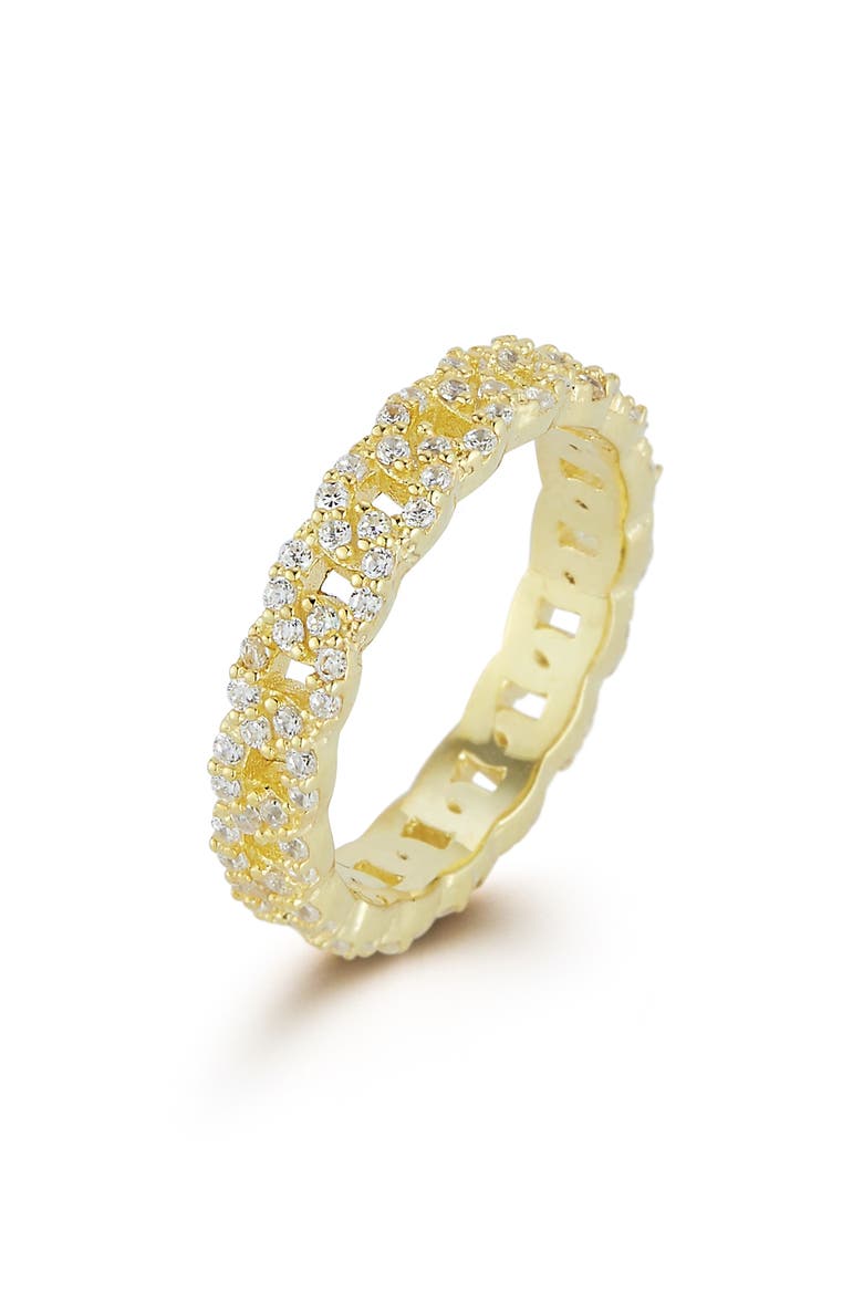 Cubic Zirconia Curb Link Ring, Main, color, GOLD