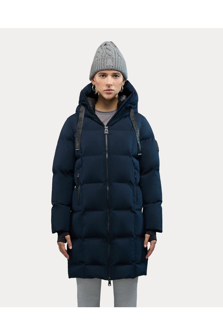 Cluze Mid-Length Puffer with Square Quilting, Main, color, Midnight