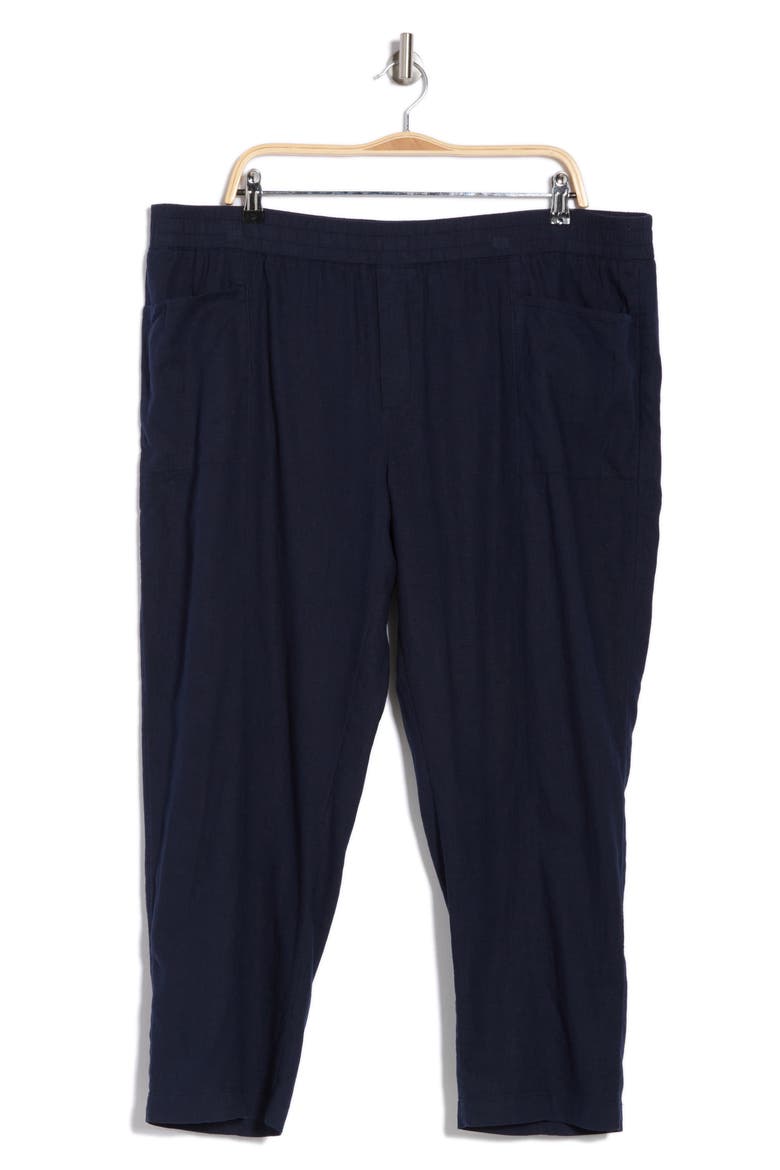 Linen Blend Pull-On Crop Pants, Alternate, color, NAVY STILL