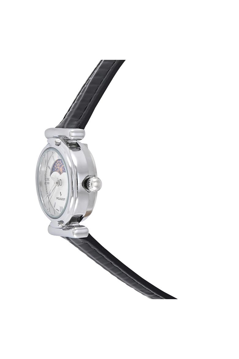 Petite Sun Moon Glossy Leather Watch- 25MM, Alternate, color, Silver