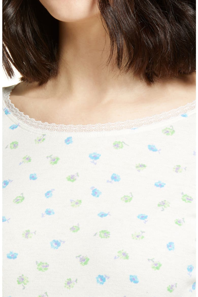 Lace Trim Long Sleeve Tee, Alternate, color, IVORY FLUTTER TOSSED DITSY