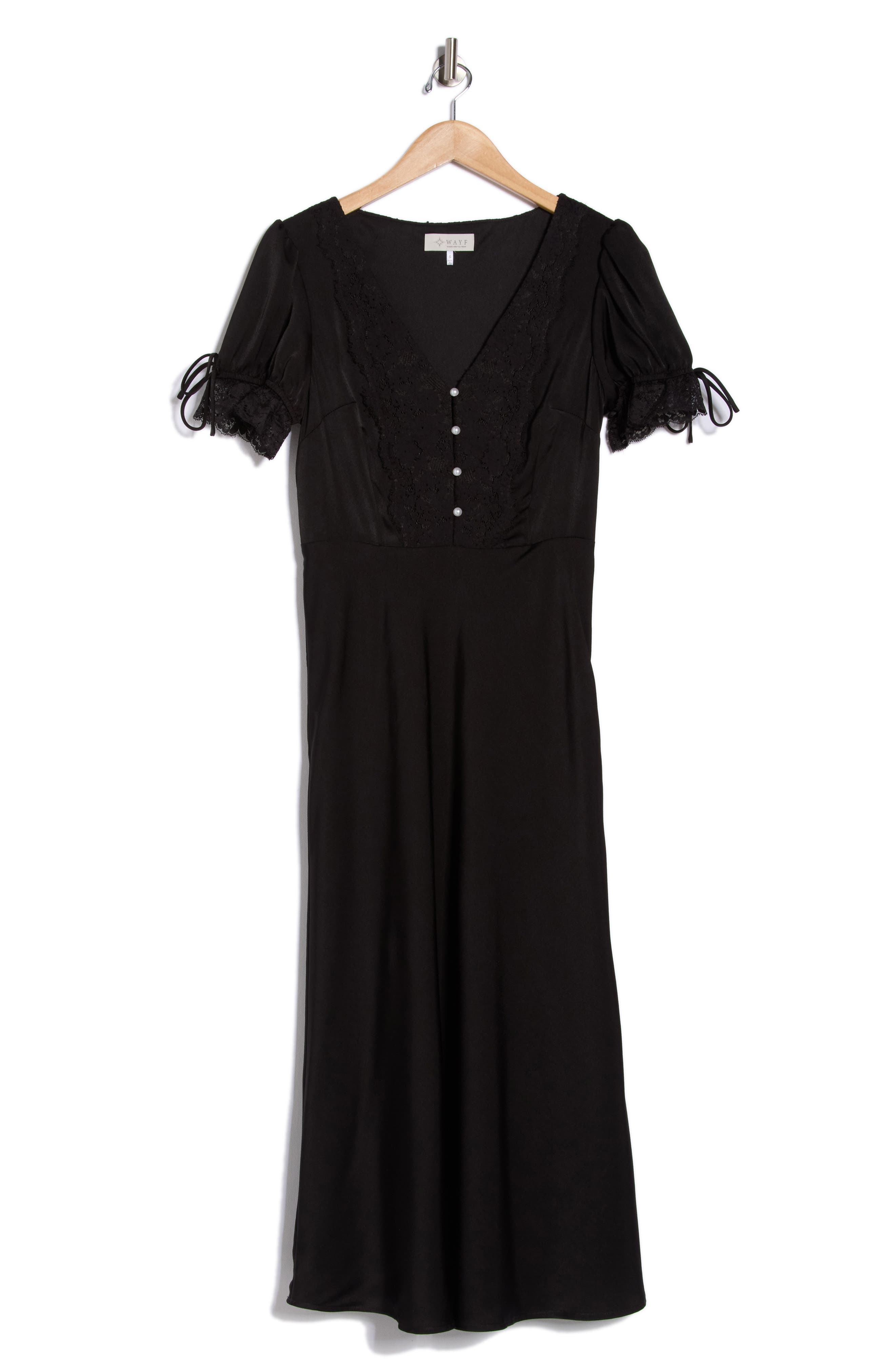 WAYF Lace Trim Midi Dress