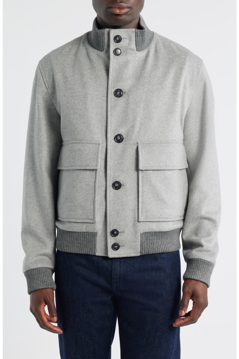 Charly Wool & Cashmere Melton Button-Up Jacket, Alternate, color, SILVER