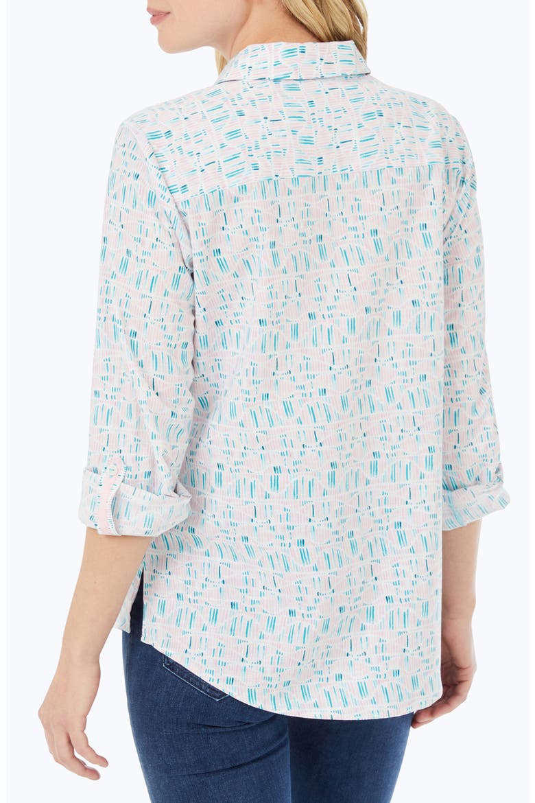 Zoey Abstract Print Cotton Button-Up Shirt, Alternate, color, OCEANSIDE