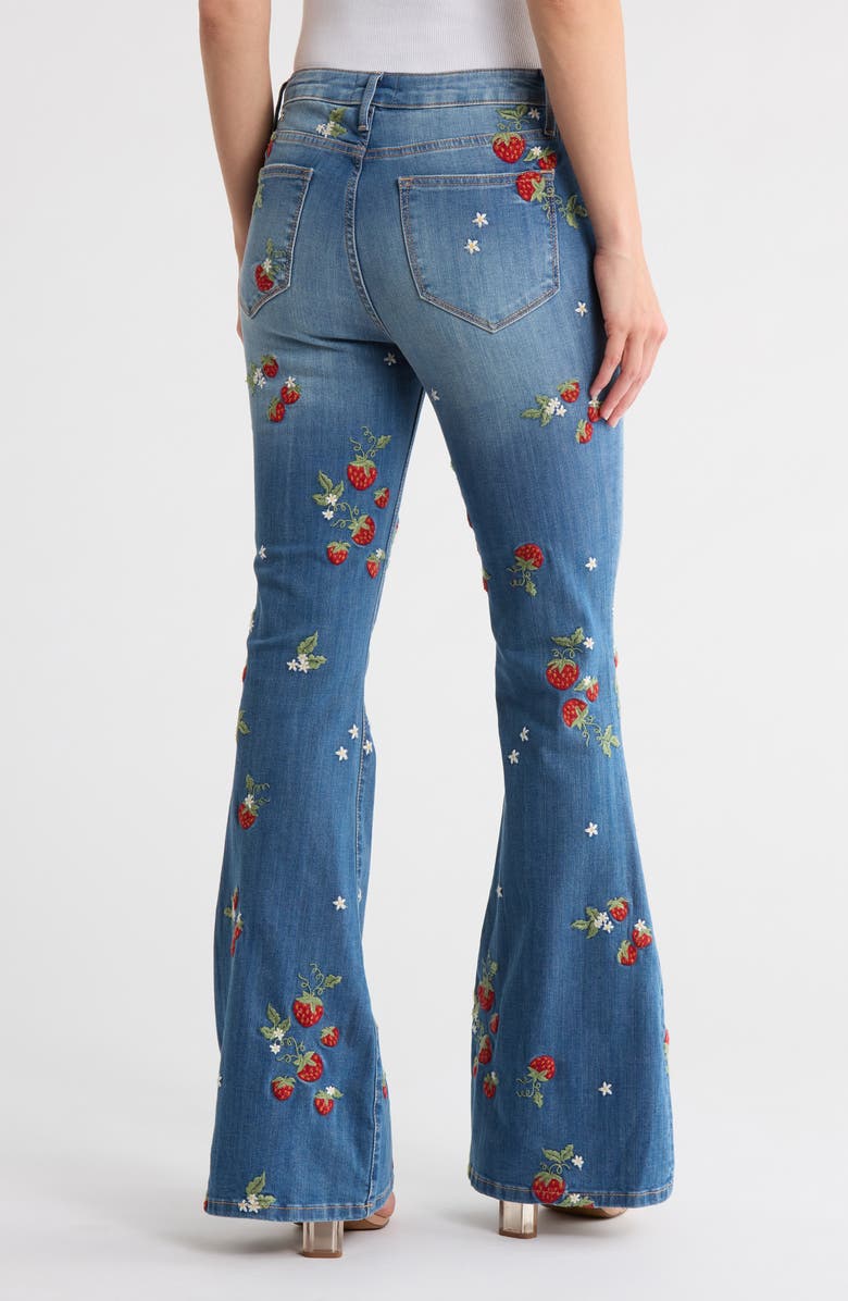 Driftwood Farrah x Strawberry Fields Embroidered Flare Leg Jeans, Alternate, color, 