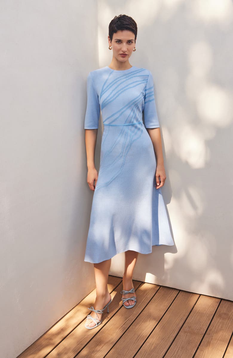 Misook Pattern Fit & Flare Midi Dress, Alternate, color,