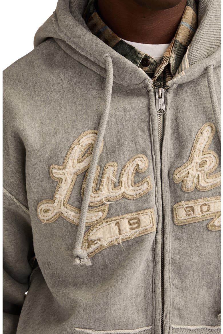 Logo Appliqué Cotton French Terry Zip Hoodie, Alternate, color, HEATHER GREY