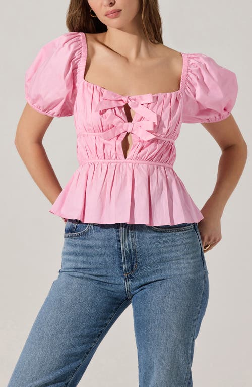 Astr The Label Smocked Peplum Shirt In Pink