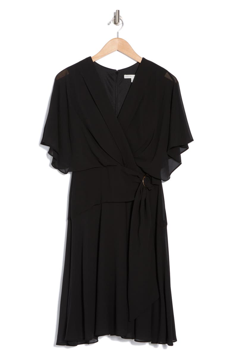 SANDRA DARREN Short Sleeve Faux Wrap Dress, Alternate, color, 