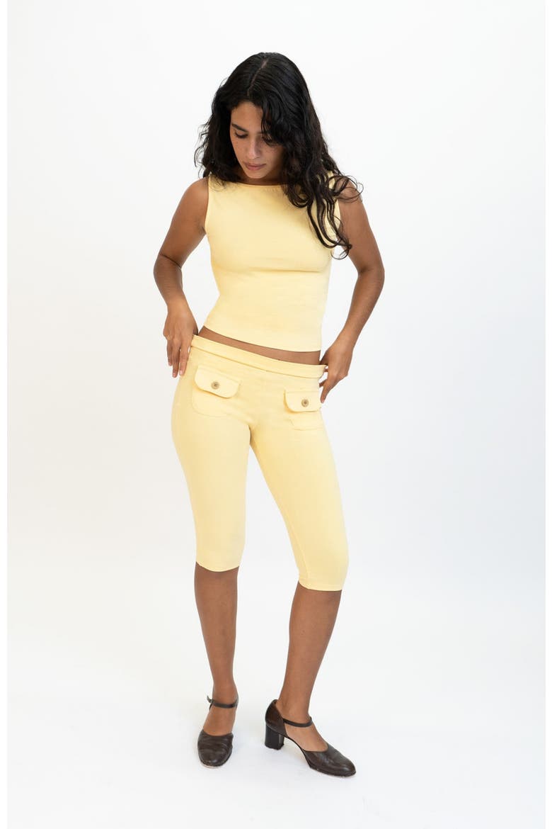 Button Capris, Alternate, color, Yellow