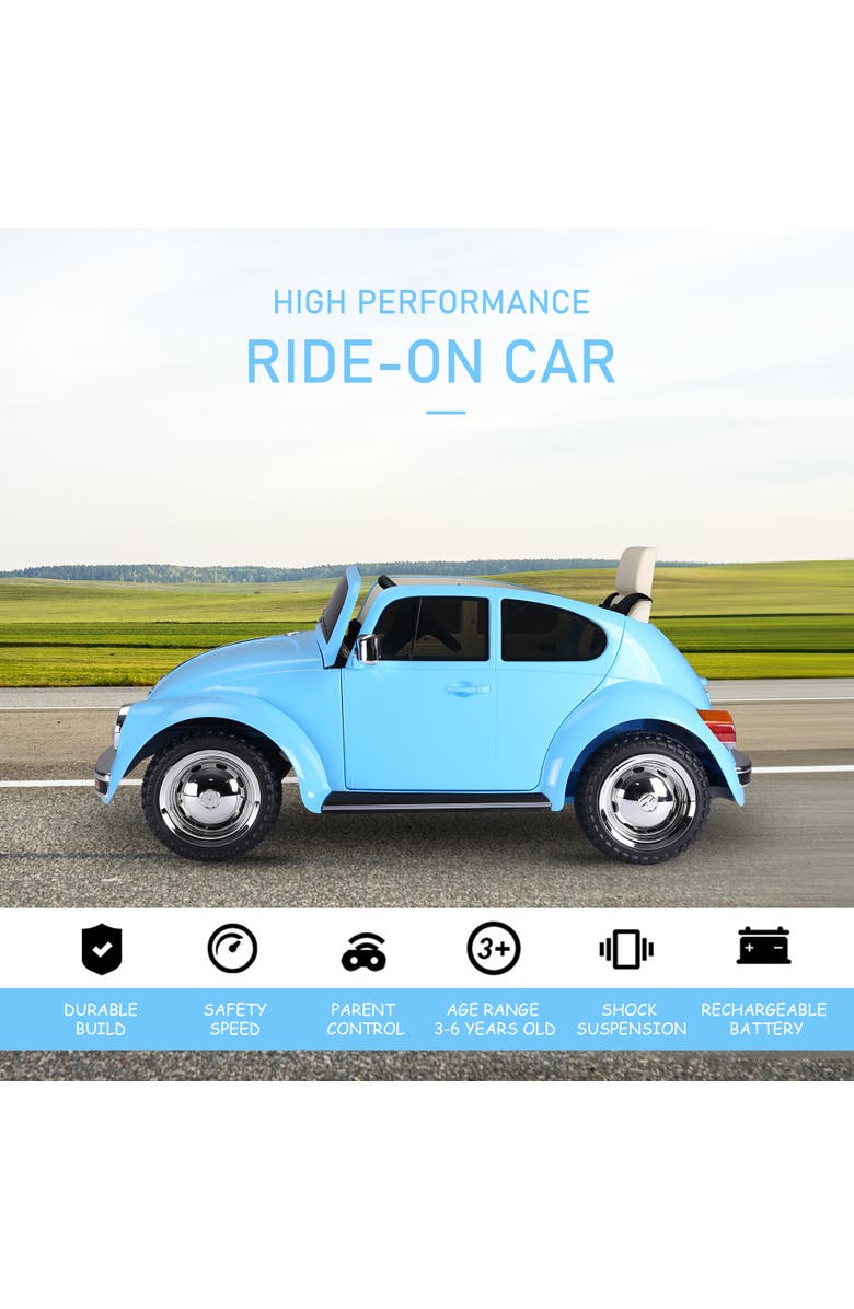 Aosom 6V Licensed Volkswagen Beetle Ride-On Car with Remote Control, Music, Alternate, color, Blue