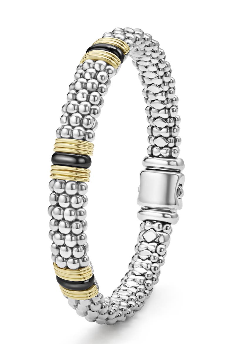 Two-Tone Black Ceramic Station Bracelet, Alternate, color, TWO TONE