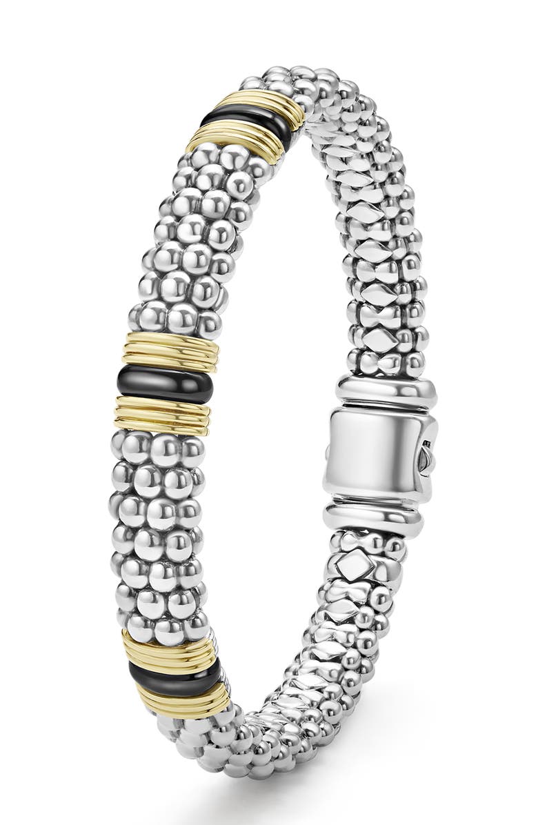 LAGOS Two-Tone Black Ceramic Station Bracelet, Alternate, color, Two Tone