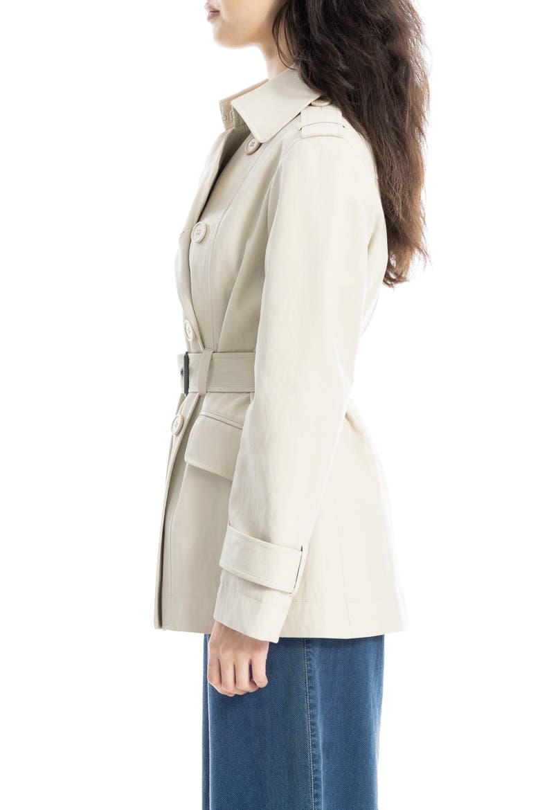 Belted Faux Leather Trench Coat, Alternate, color, OYSTER