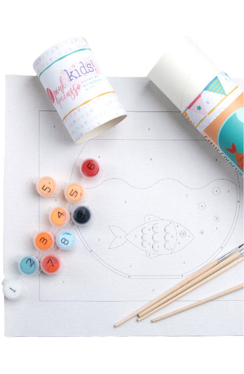 Pink Picasso Kits Gertie Goldfish Paint by Numbers Kit, Alternate, color, Orange / Teal