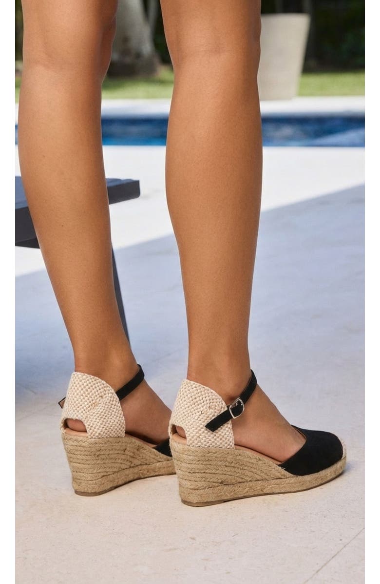 Menina Step Jimena Medium-Strap Espadrille, Alternate, color, Black