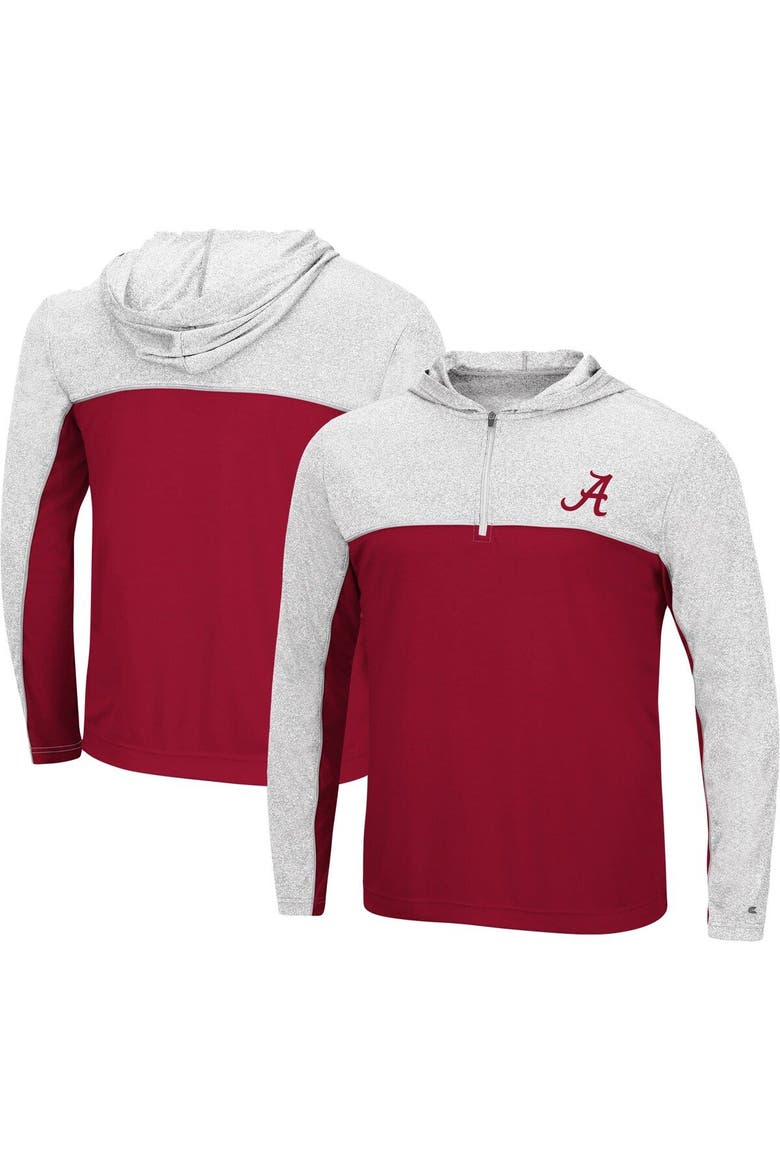 Men's Colosseum Crimson Alabama Crimson Tide Flick Quarter-Zip Hoodie Windshirt, Alternate, color, Crimson