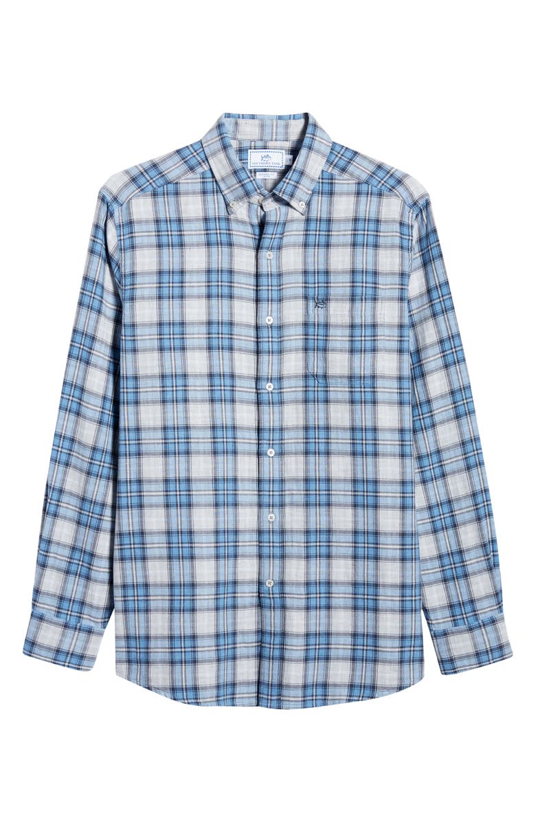 Southern Tide Classic Fit Plaid Chambray Button-Down Shirt, Alternate, color,