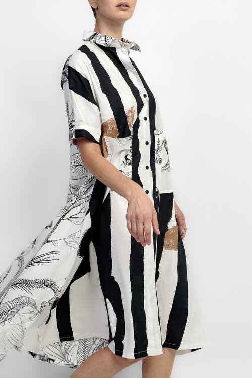 ALEMBIKA ALEMBIKA ZEBRA MIXED PRINT A-LINE MAXI SHIRT-DRESS