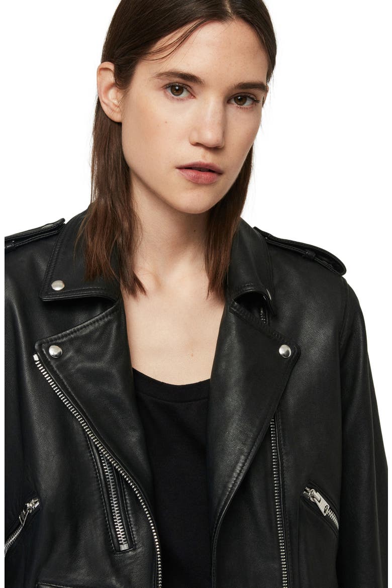Lexi Lambskin Leather Biker Jacket, Alternate, color, BLACK