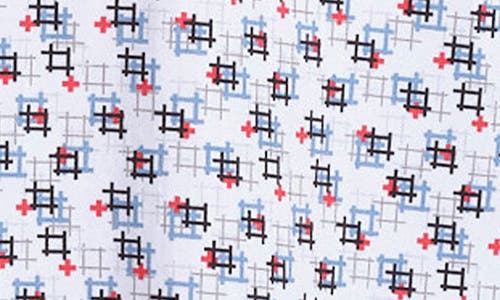 Studio Garnet Los Angeles Geometric Print Stretch Cotton Button-up Shirt In White