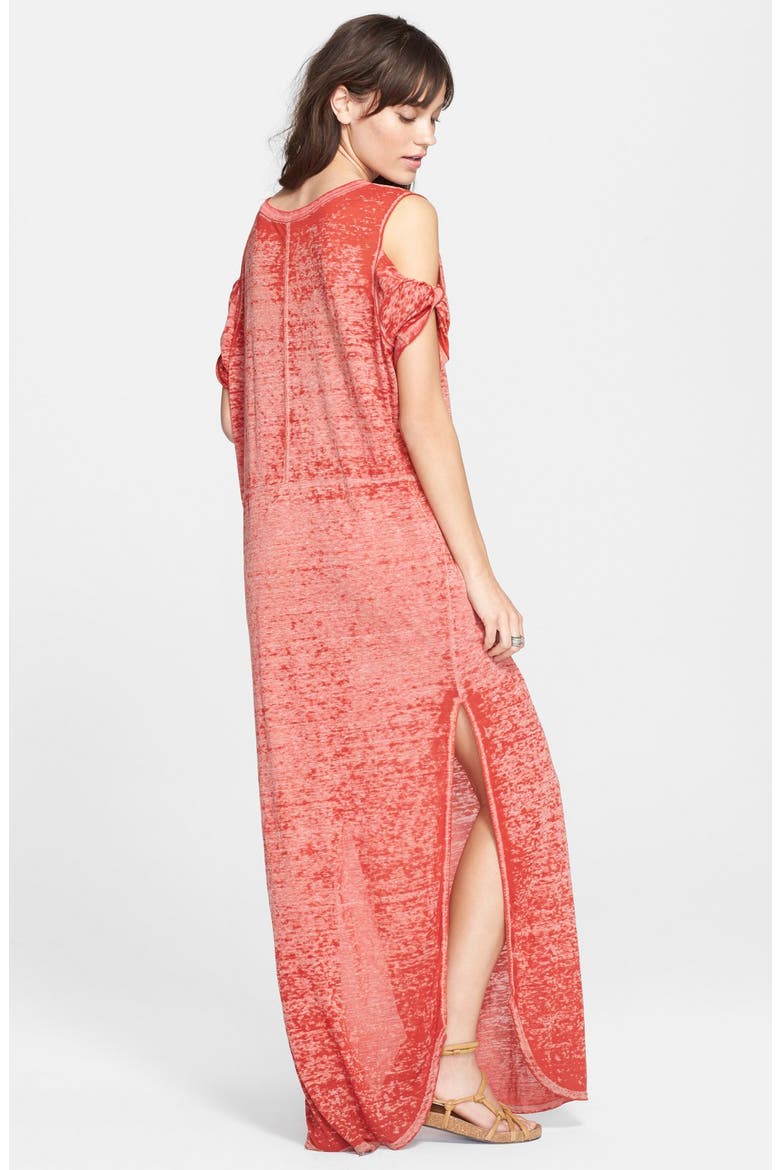 'Kick Around' Cold Shoulder Maxi Dress, Alternate, color, RED