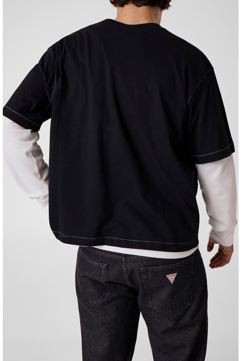 Contrast Stitch Boxy T-Shirt, Alternate, color, JBLACK-BLACK