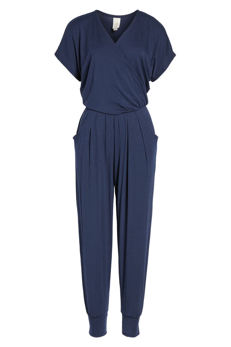 Short Sleeve Wrap Top Jumpsuit, Main, color, MERIDIAN