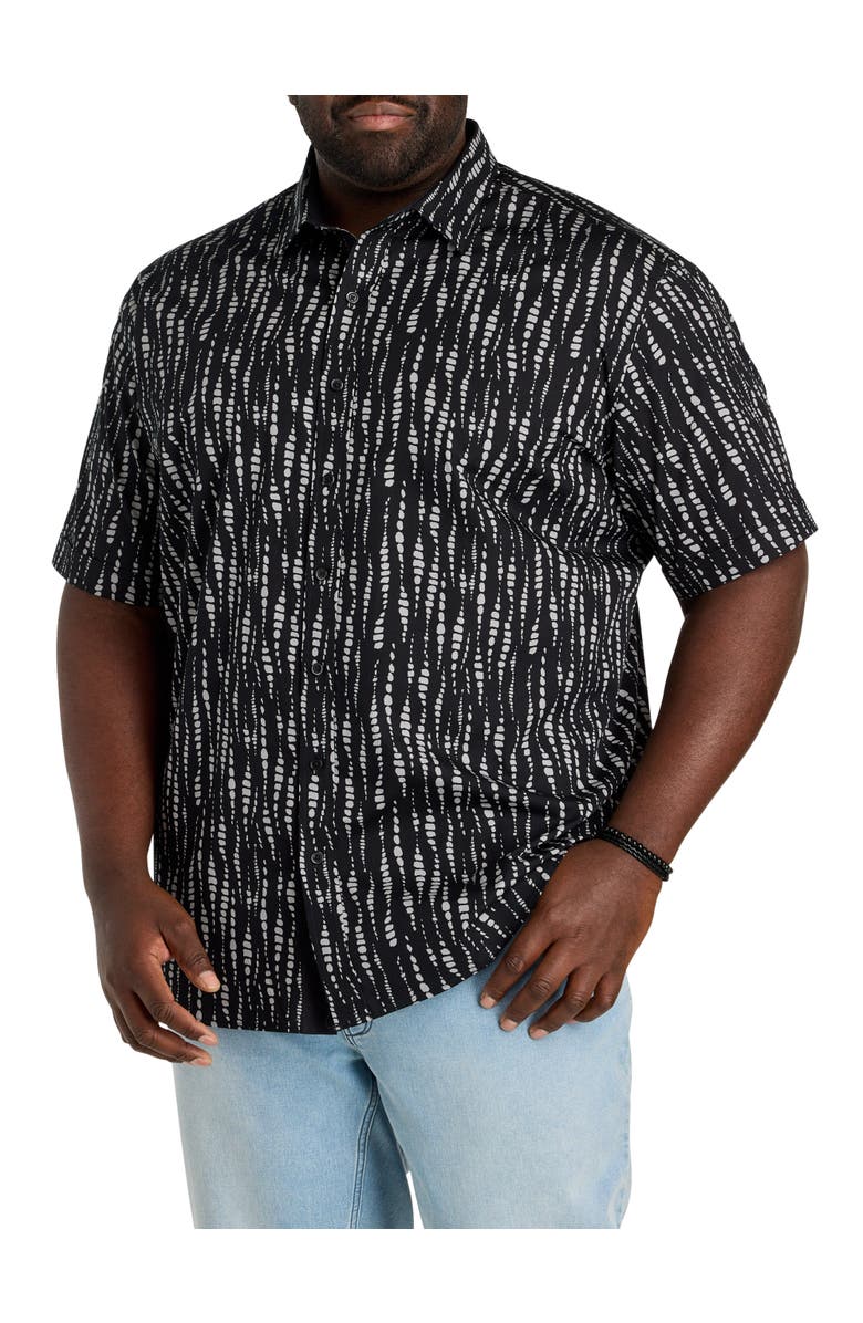 Synrgy by DXL Big & Tall Dotted Wave Print Sport Shirt, Main, color, Black