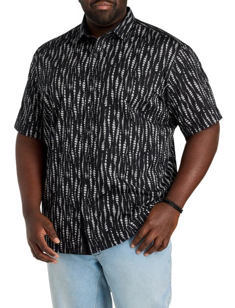 Big & Tall Dotted Wave Print Sport Shirt