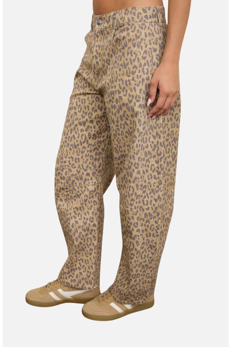 Leopard Print High Waist Wide Leg Jeans, Alternate, color, KHAKI