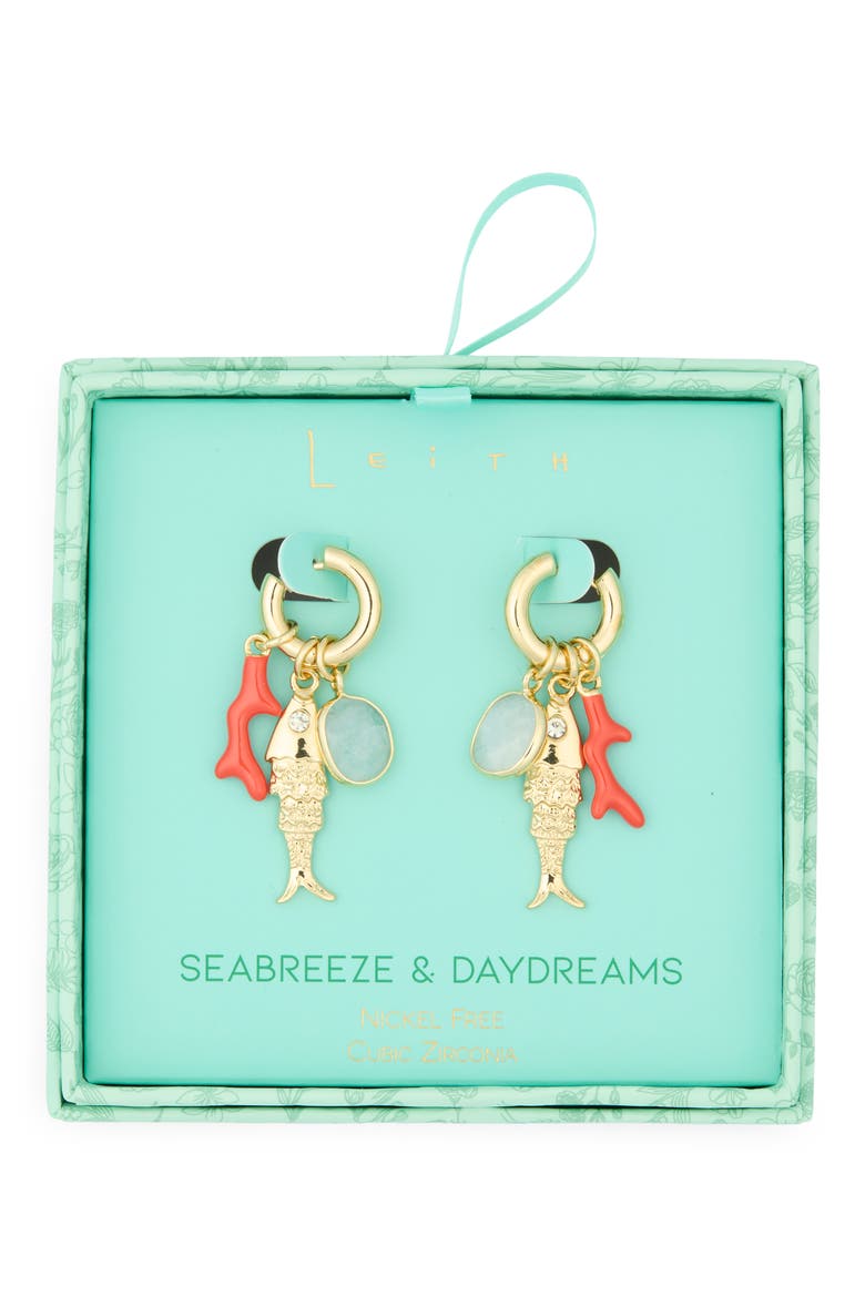 Seabreeze & Daydreams Fish Drop Earrings, Main, color, RED MULTI- GOLD