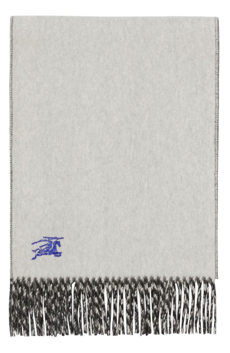 Burberry Reversible EKD Embroidered Cashmere Scarf, Alternate, color, Black/ Mitten Grey