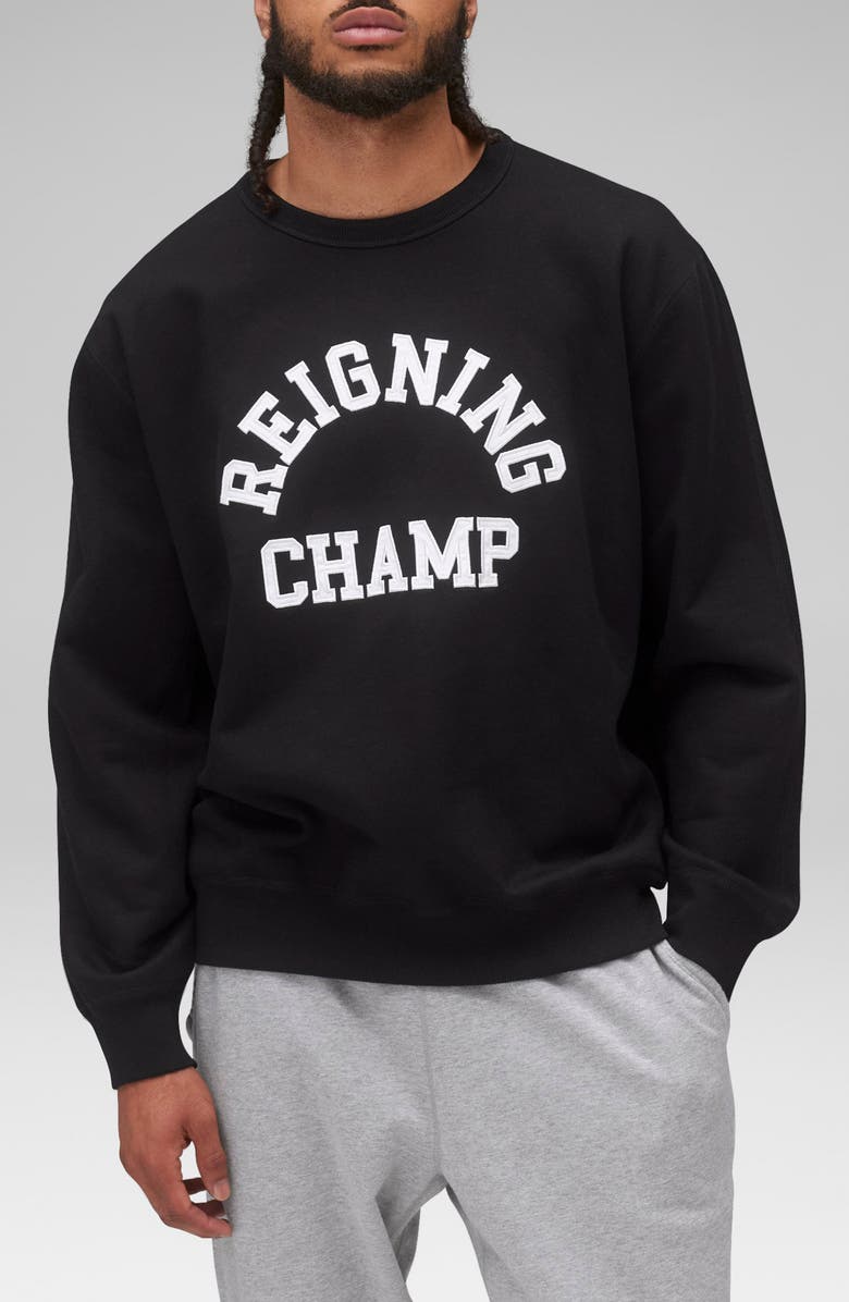Reigning Champ Midweight Terry Arch Logo Crewneck Sweatshirt, Main, color,