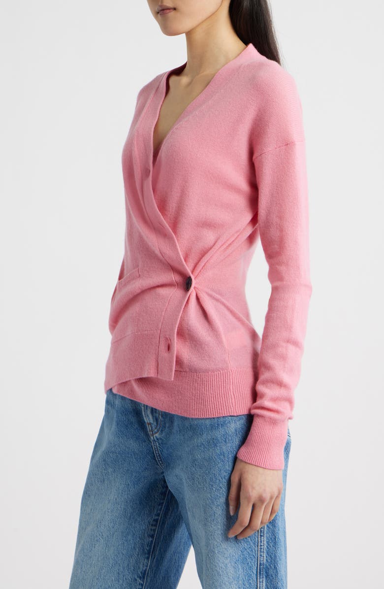 CISSA Button-Up Wool & Cashmere Wrap Cardigan, Alternate, color, Bubble Pink