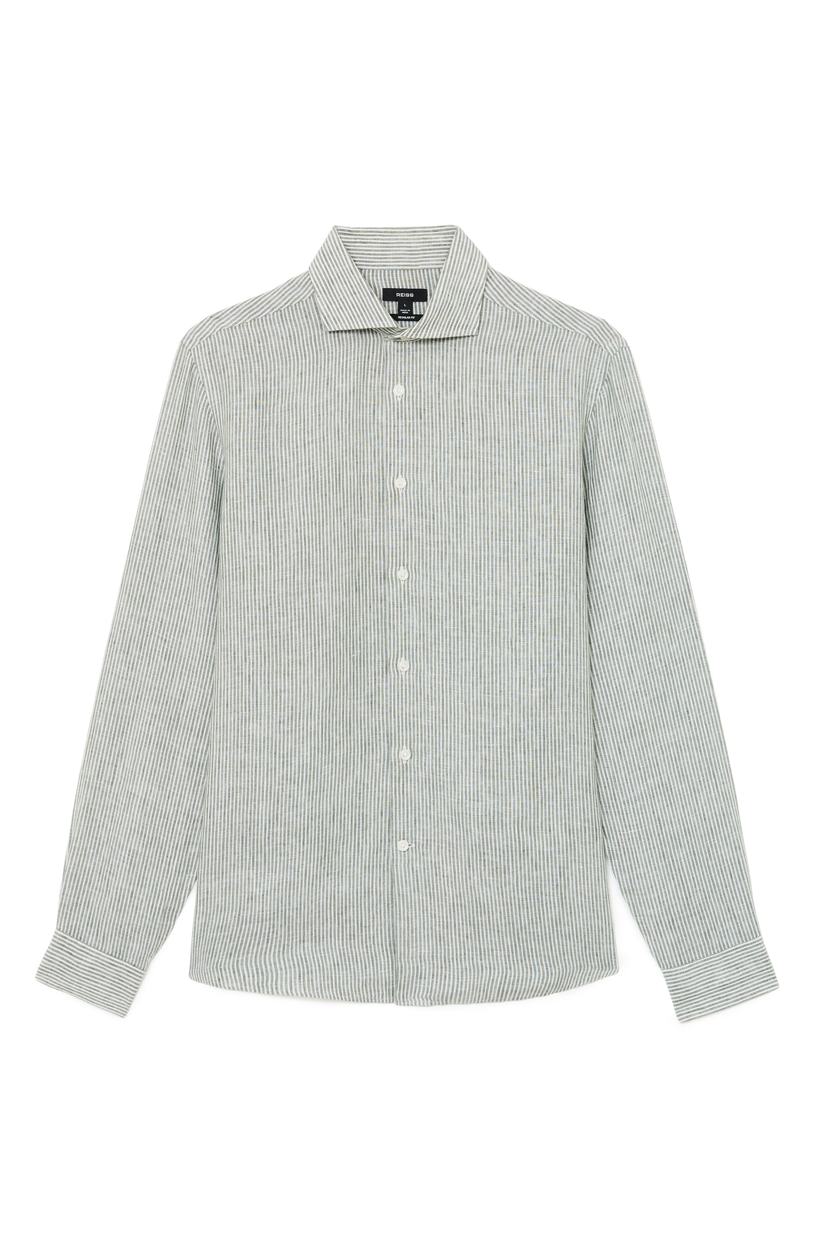 Reiss Ruban Stripe Linen Button-Up Shirt — фото 3